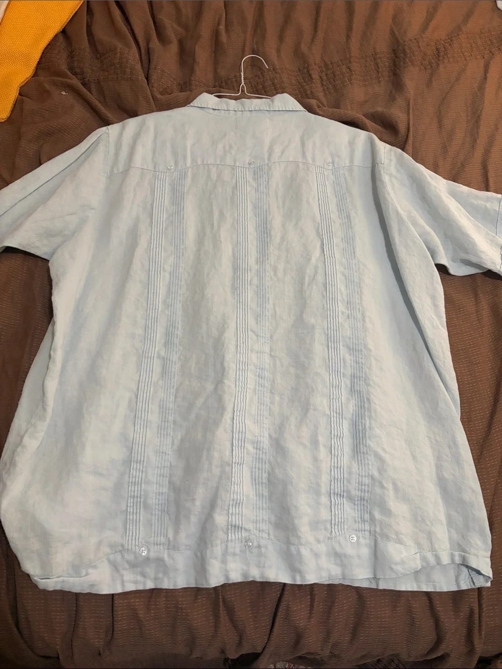 Light Blue Men's Linen Guayabera top